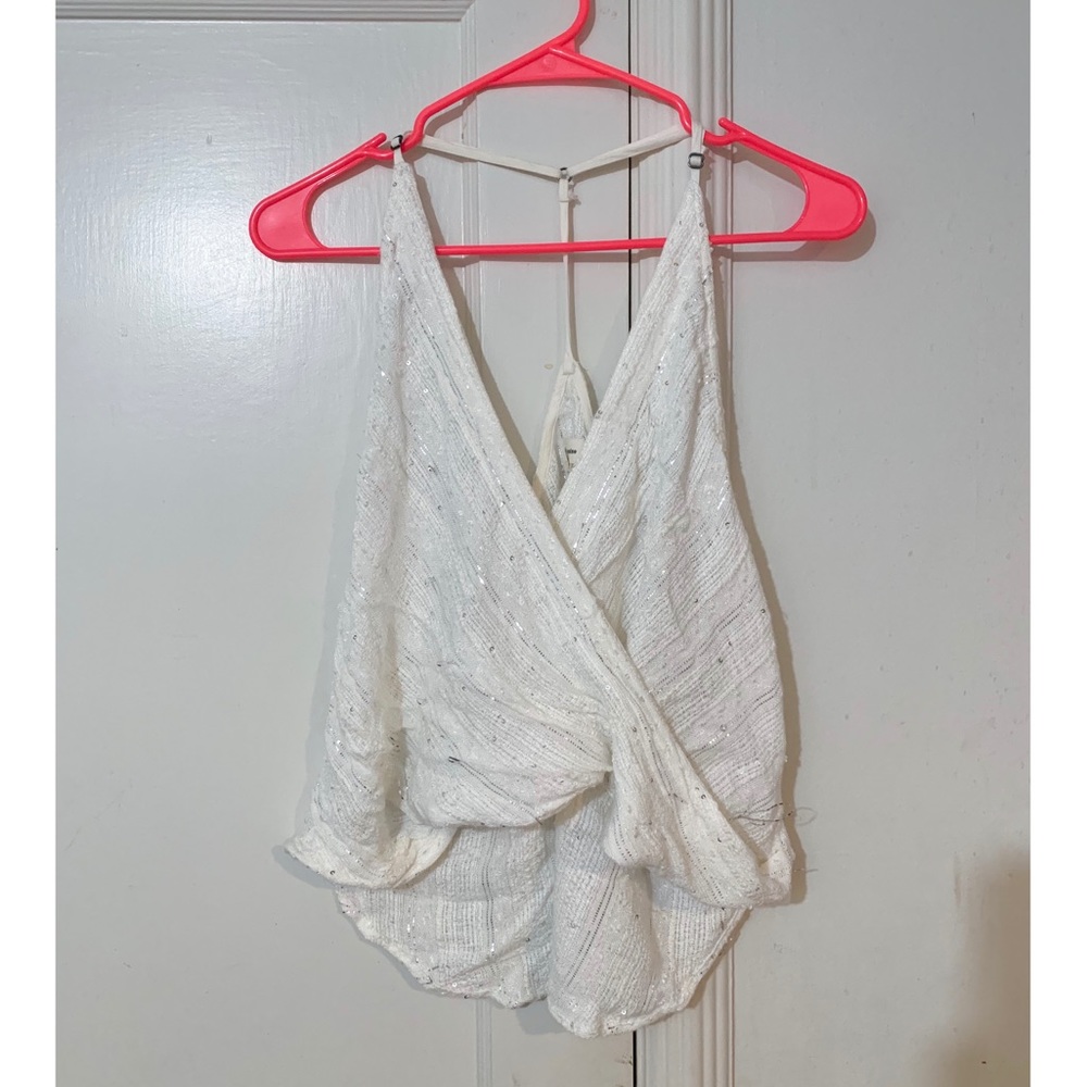 Silence+Noise Sparkly Going Out Wrap Tank Top